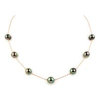 Amethyst Green Tin-Cup Tahitian Pearl Necklace on 14K Rose Gold