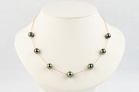Amethyst Green Tin-Cup Tahitian Pearl Necklace on 14K Rose Gold