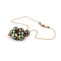 Amethyst Green Tin-Cup Tahitian Pearl Necklace on 14K Rose Gold