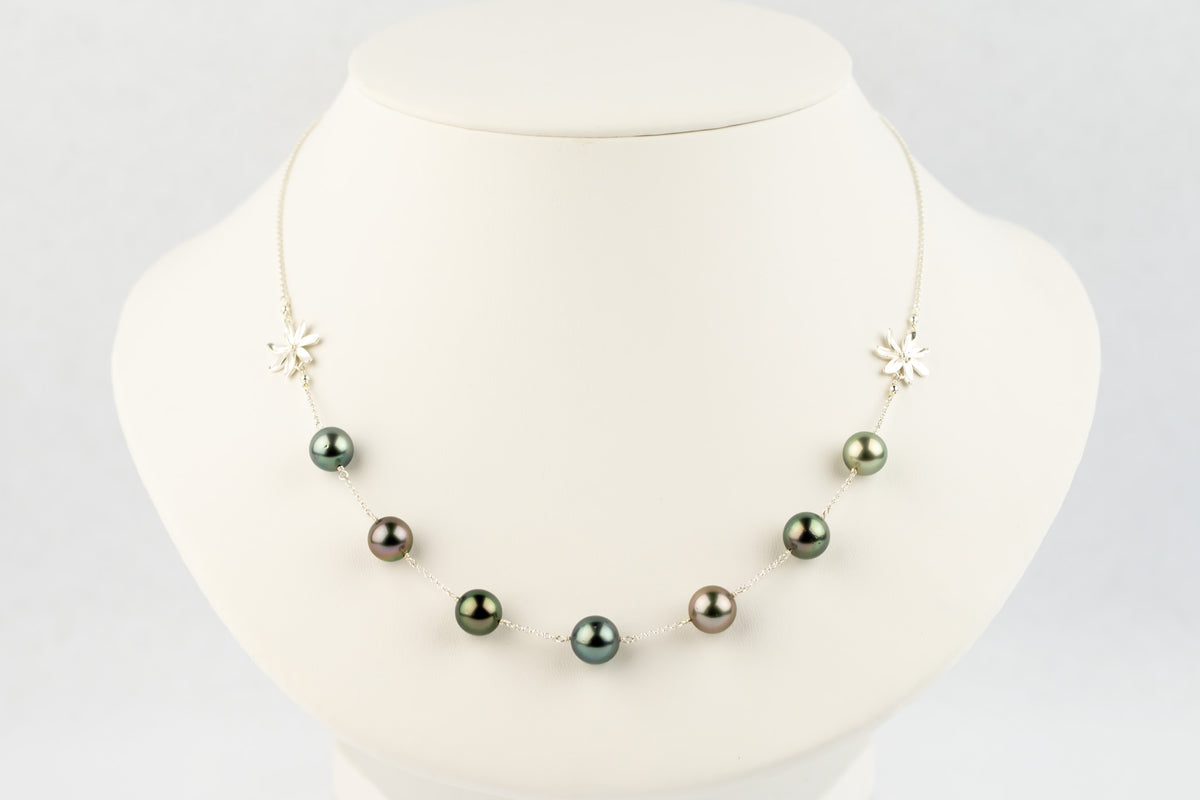 Hazy Hues Septima Tiaré Tin-Cup Tahitian Pearl Necklace on Sterling Silver