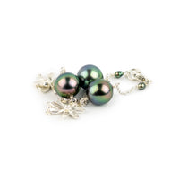 Flashy Blue Pink Tiaré Tahitian Pearl Tin Cup Bracelet on Sterling Silver
