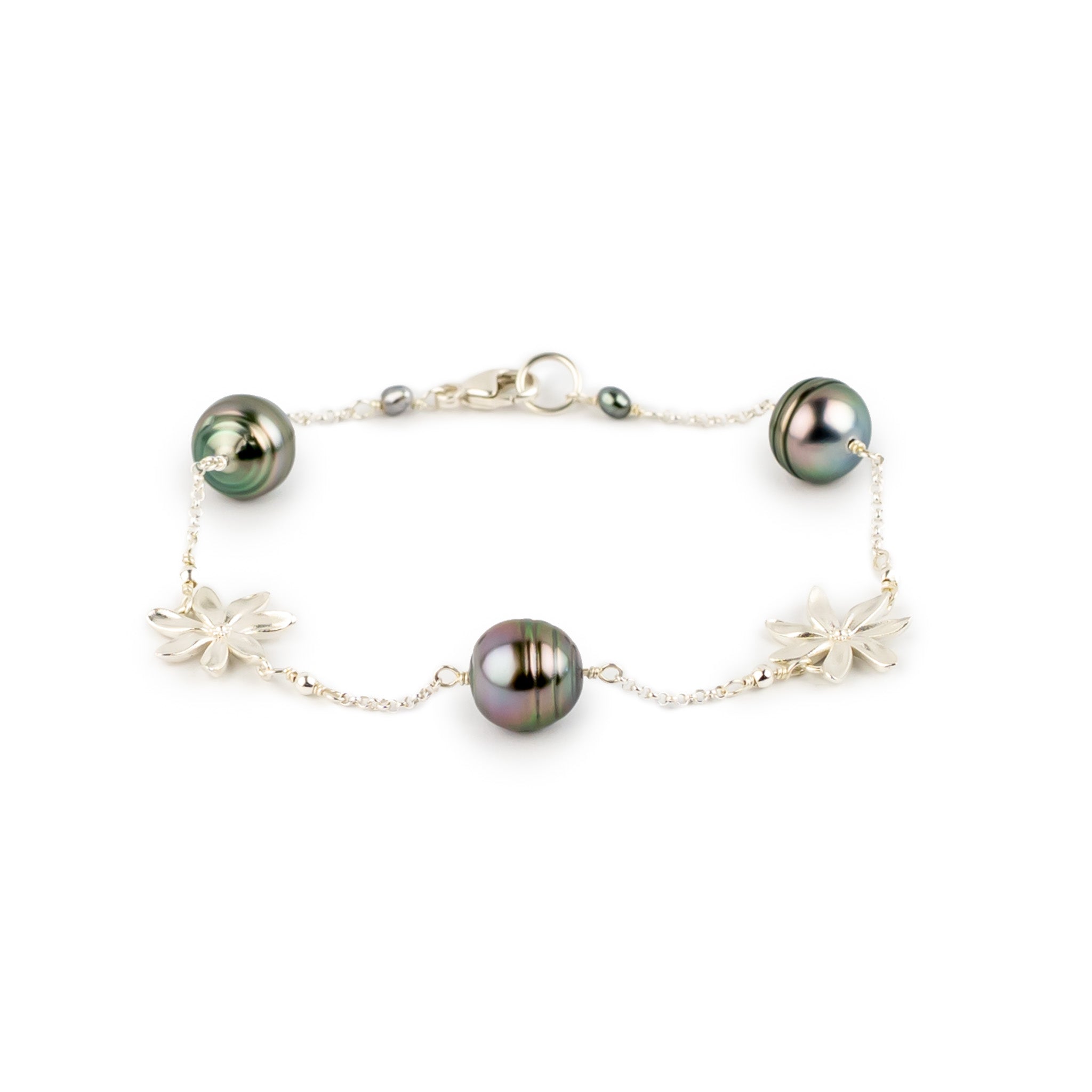 Prismatic Pinks Tiaré Tahitian Pearl Tin Cup Bracelet on Sterling