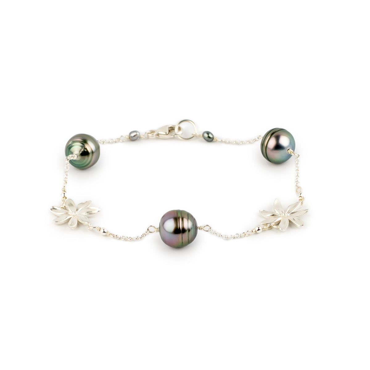 Prismatic Pinks Tiaré Tahitian Pearl Tin Cup Bracelet on Sterling Silver