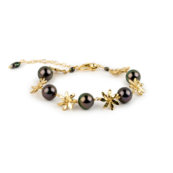 Aubergine Eclipse Tiaré 14K Gold Tahitian Pearl Bracelet