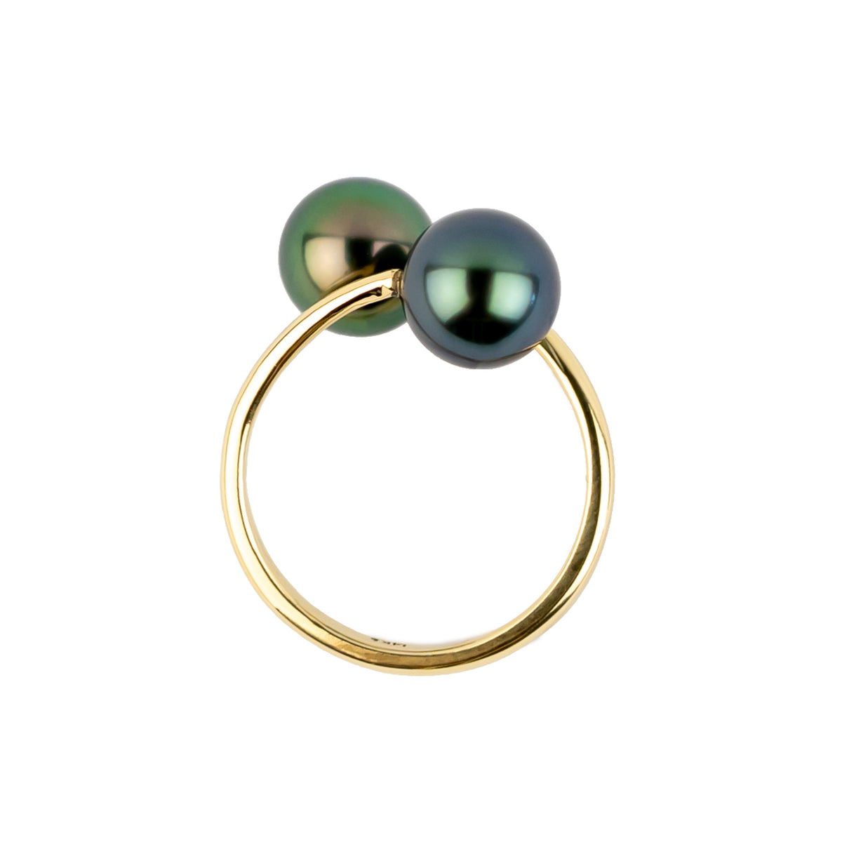 Harmony Double Tahitian Pearl Ring on 14K Yellow Gold