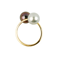 Harmony Double Tahitian Pearl Ring on 14K Yellow Gold