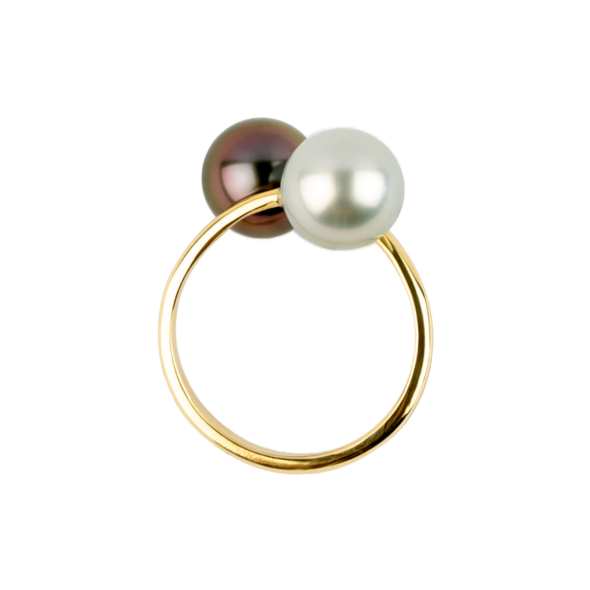 Harmony Double Tahitian Pearl Ring on 14K Yellow Gold