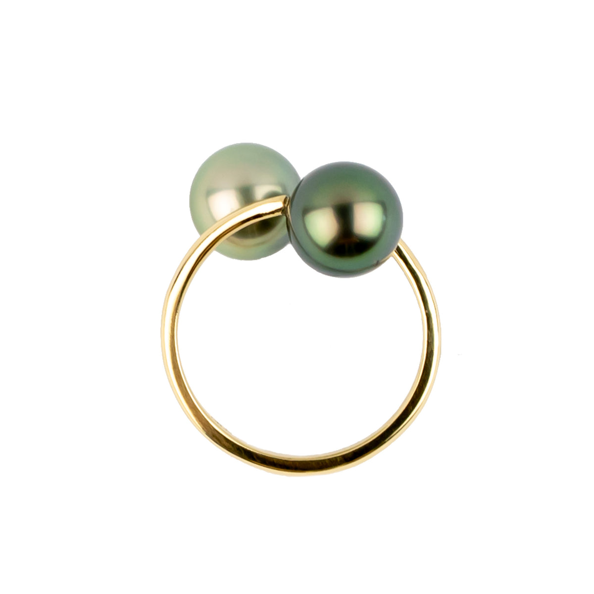 Harmony Double Tahitian Pearl Ring on 14K Yellow Gold