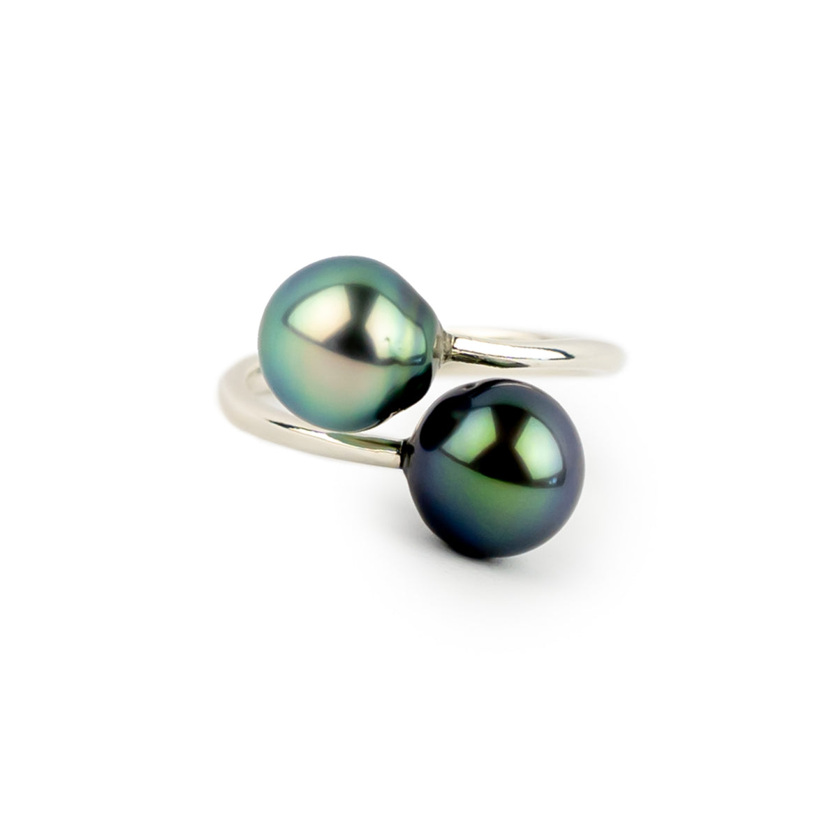 Harmony Double Tahitian Pearl Ring on Sterling Silver