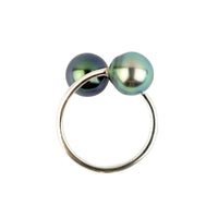 Harmony Double Tahitian Pearl Ring on Sterling Silver