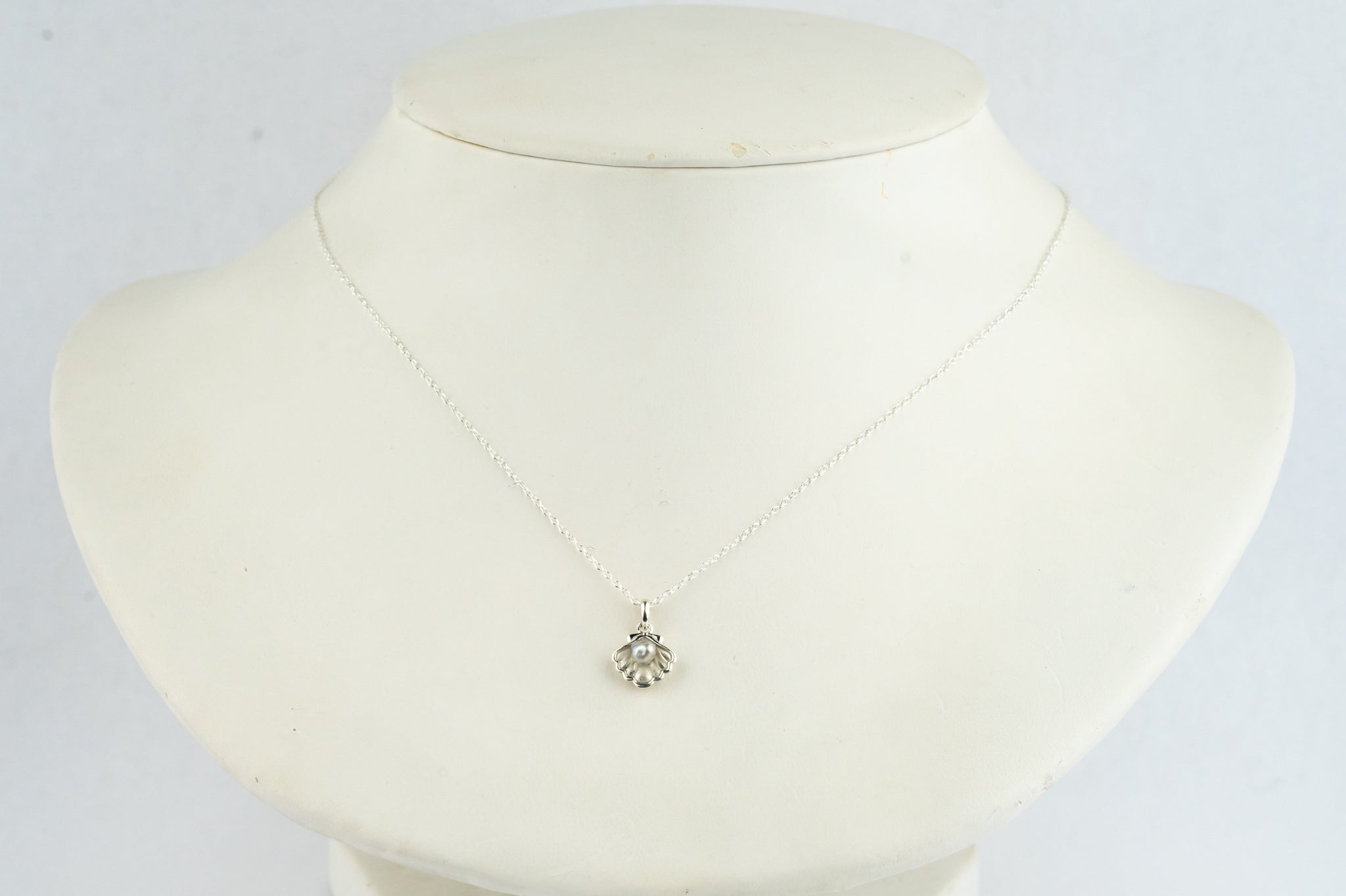 Tahitian Keshi Pearl Sterling Silver Seashell Necklace