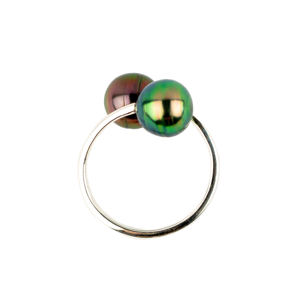 Harmony Double Tahitian Pearl Ring on Sterling Silver