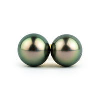 Peacock Green 8.2-8.8mm Tahitian Pearl Stud Earrings