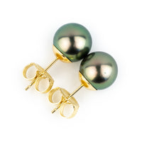Peacock Green 8.2-8.8mm Tahitian Pearl Stud Earrings