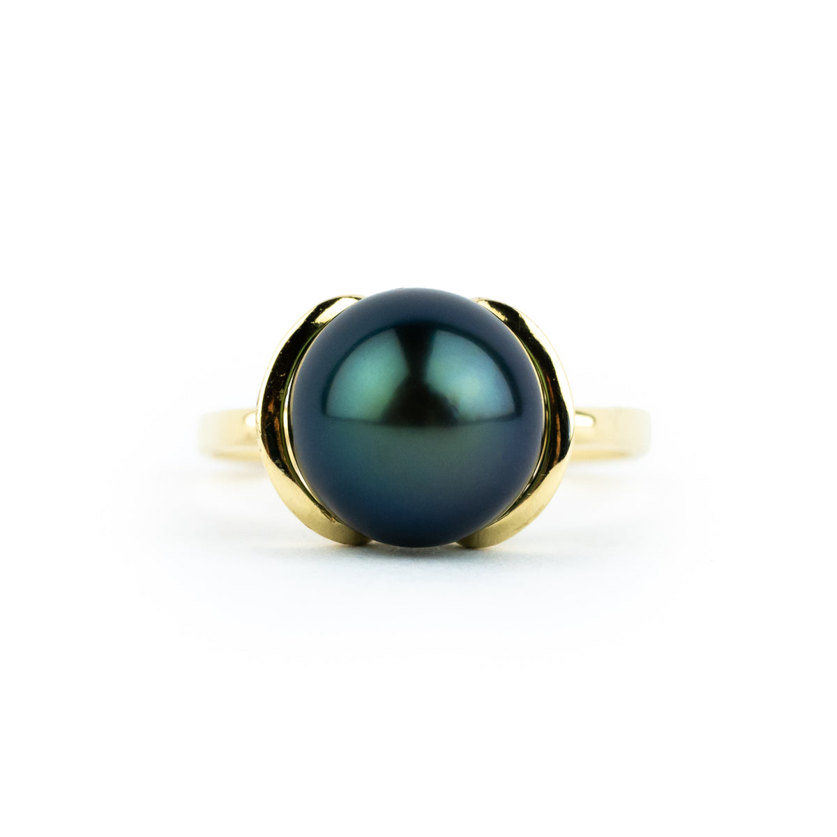 Flashy Indigo Green Tahitian Pearl Petal Ring