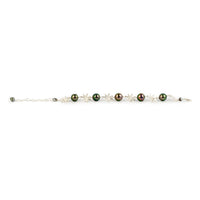 Vibrant Pink Green Tiaré Sterling Silver Tahitian Pearl Bracelet