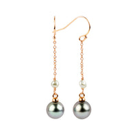 Lilac Blue Tahitian Pearl Poseidon Earrings on 14K Rose Gold