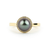 Tahitian Pearl & Diamond Halo Ring