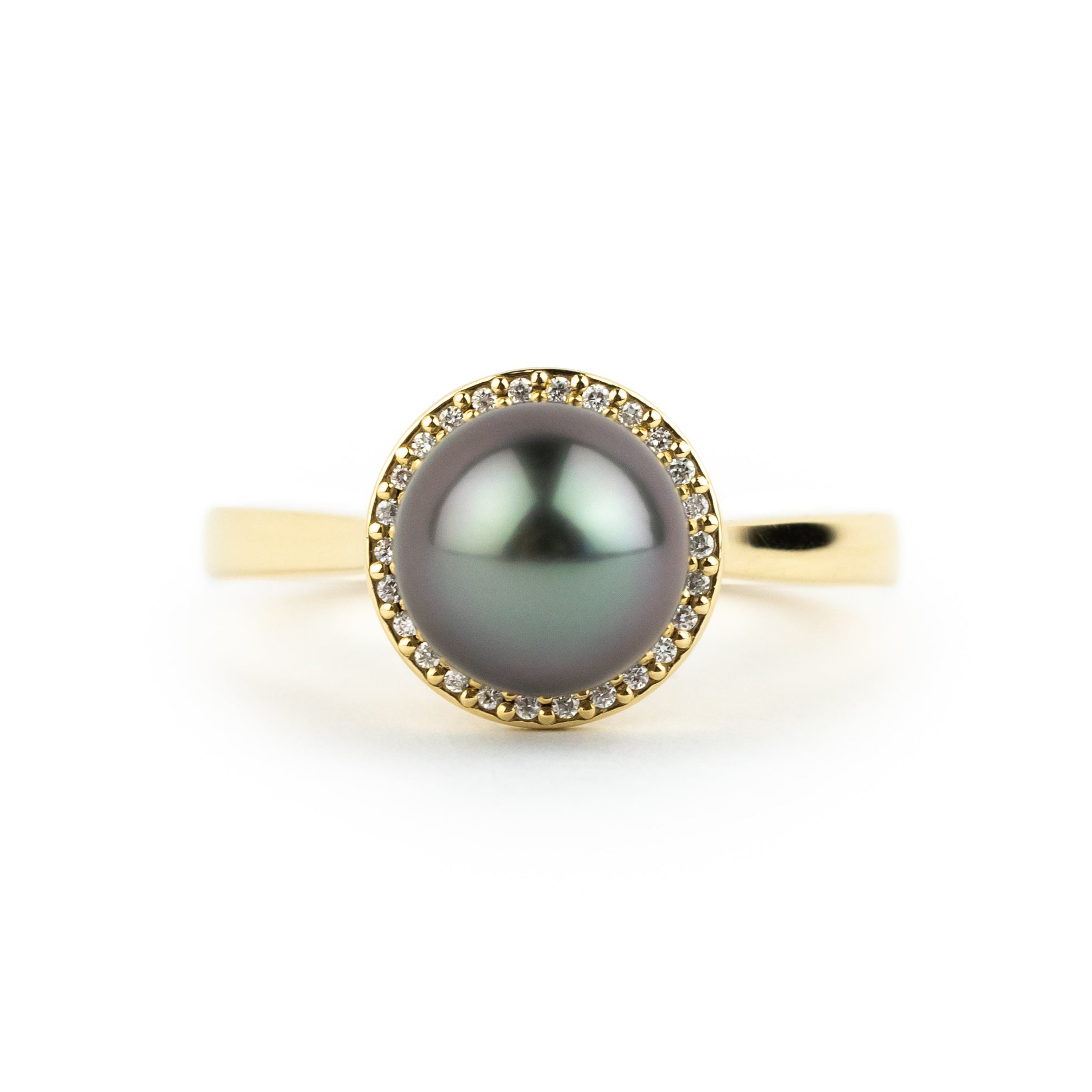 Tahitian Pearl & Diamond Halo Ring