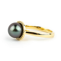 Tahitian Pearl & Diamond Halo Ring