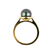 Tahitian Pearl & Diamond Halo Ring