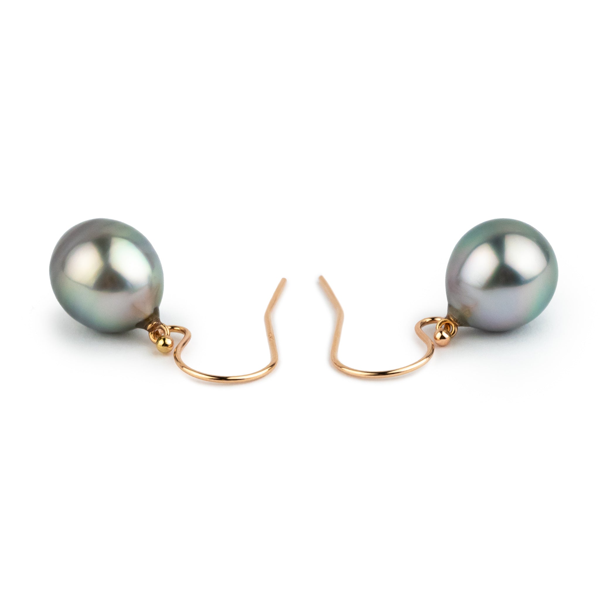 Pastel Drop Tahitian Pearl Dangle Earrings on 14K Rose Gold