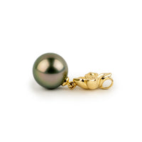 Rosy Pink Green 11.4mm Tahitian Pearl Plumeria Pendant