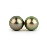 Golden Pink Green 8.4mm Tahitian Pearl Stud Earrings