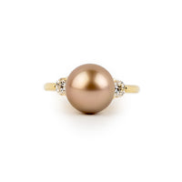 Tahitian Pearl & Diamond Bisou Ring on 14K Yellow Gold