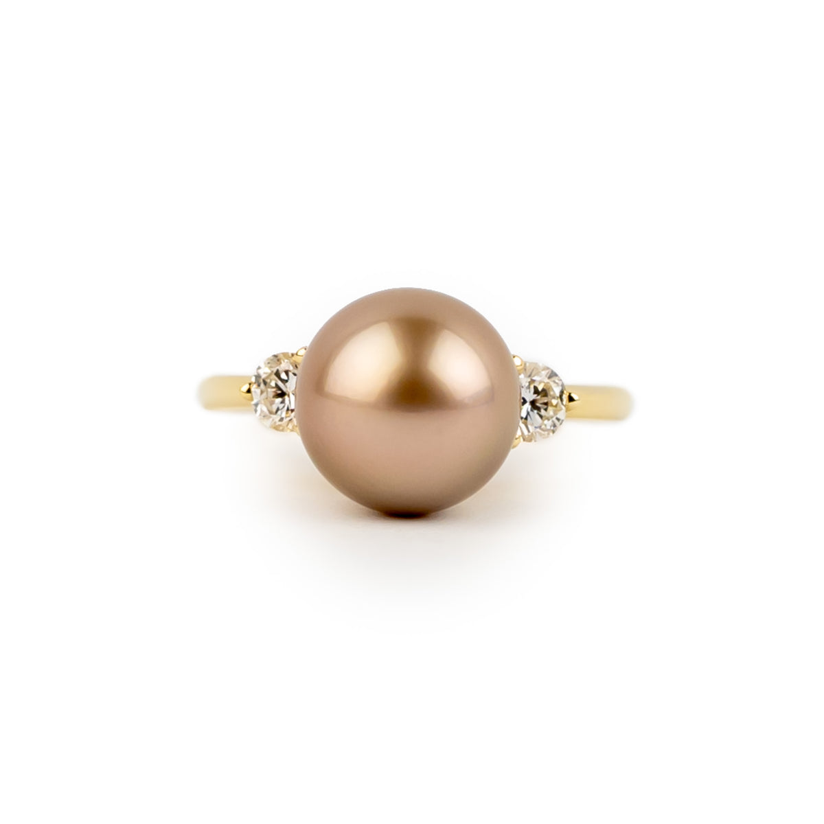 Tahitian Pearl & Diamond Bisou Ring on 14K Yellow Gold
