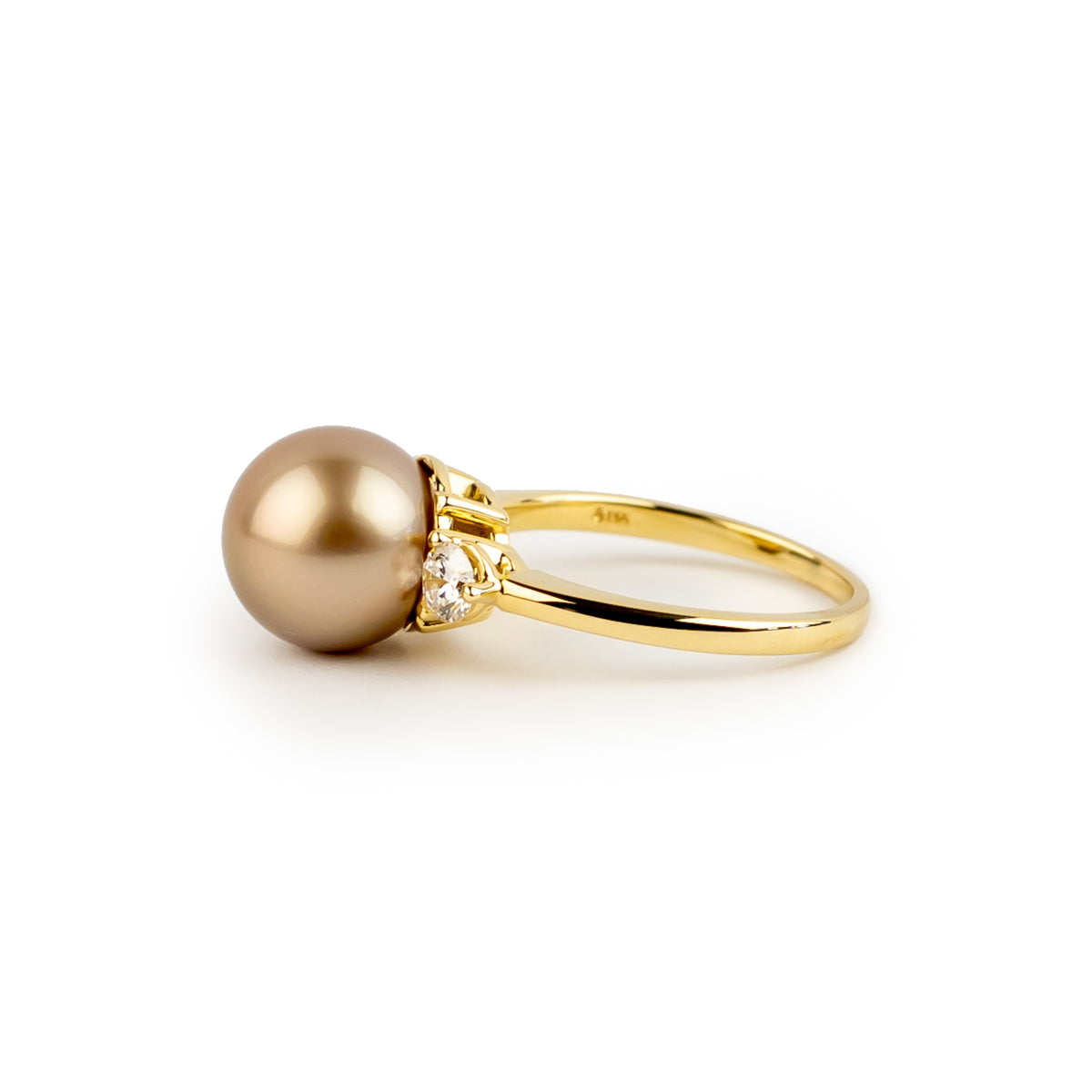 Tahitian Pearl & Diamond Bisou Ring on 14K Yellow Gold