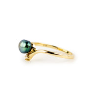 Tahitian Keshi Pearl & Diamond Sunrise Ring