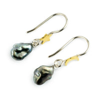 Star & Moon Tahitian Keshi Pearl Hook Earrings