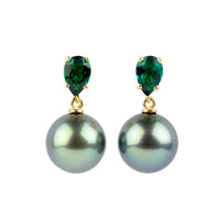 Tahitian Pearl & Emerald Sirène Earrings