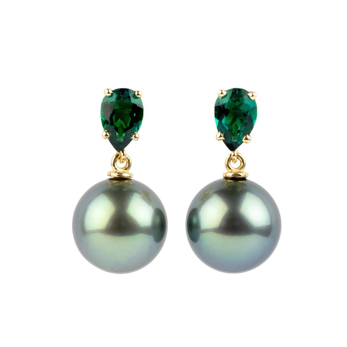 Tahitian Pearl & Emerald Sirène Earrings