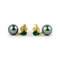 Tahitian Pearl & Emerald Sirène Earrings