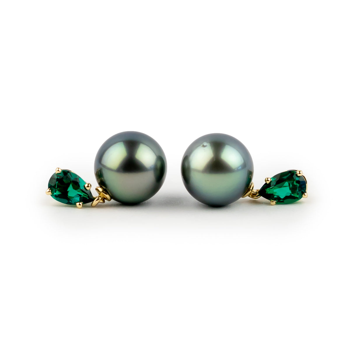 Tahitian Pearl & Emerald Sirène Earrings