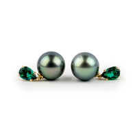 Tahitian Pearl & Emerald Sirène Earrings