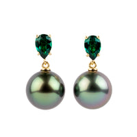 Tahitian Pearl & Emerald Sirène Earrings