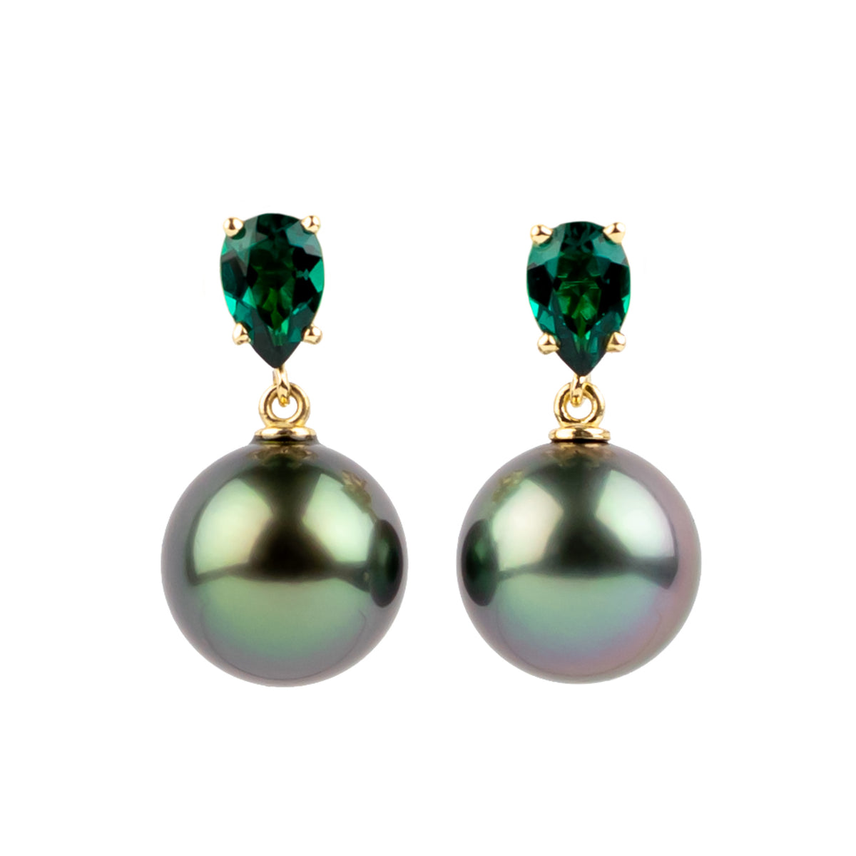 Tahitian Pearl & Emerald Sirène Earrings