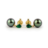 Tahitian Pearl & Emerald Sirène Earrings