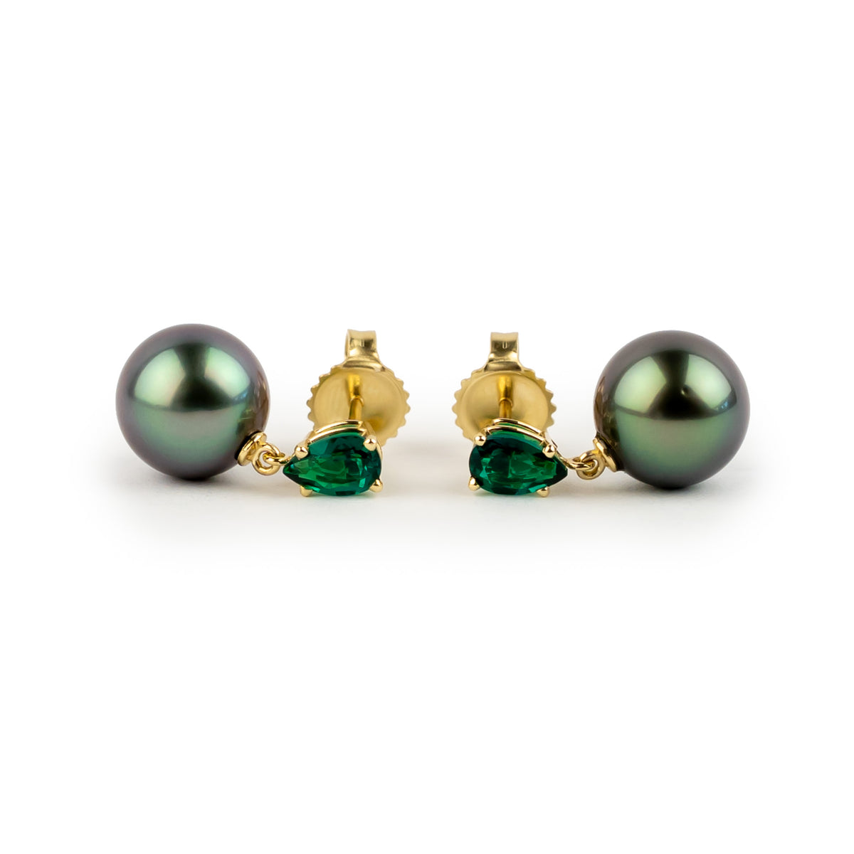 Tahitian Pearl & Emerald Sirène Earrings