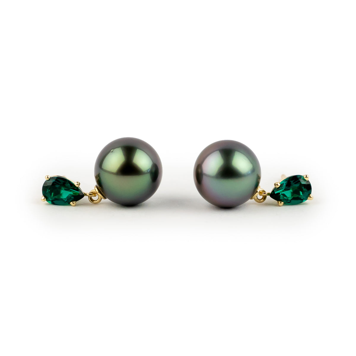 Tahitian Pearl & Emerald Sirène Earrings