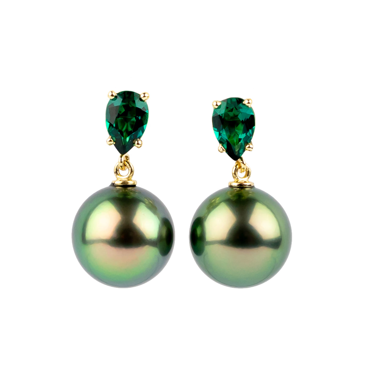 Tahitian Pearl & Emerald Sirène Earrings
