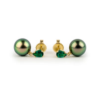 Tahitian Pearl & Emerald Sirène Earrings