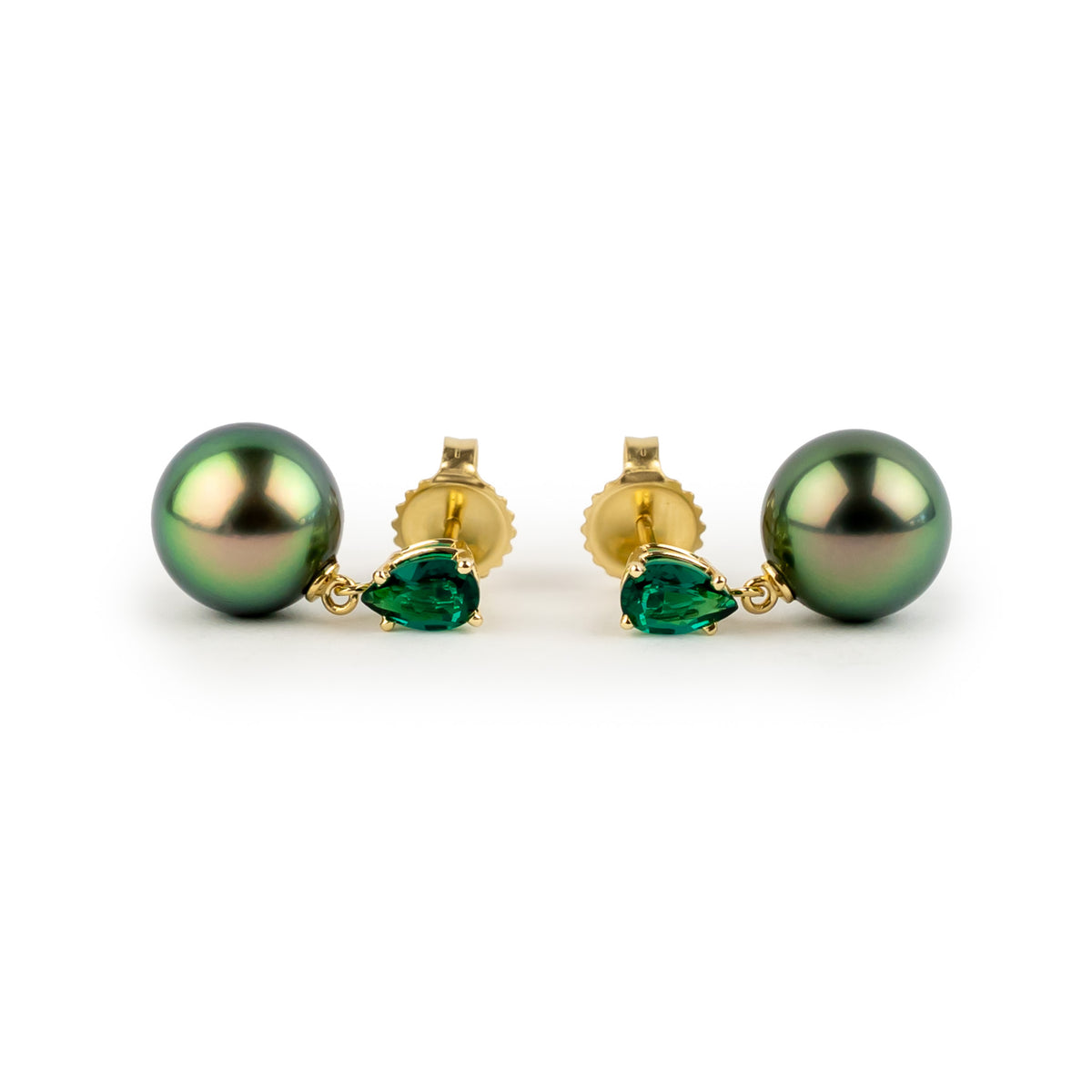 Tahitian Pearl & Emerald Sirène Earrings