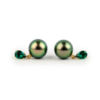 Tahitian Pearl & Emerald Sirène Earrings