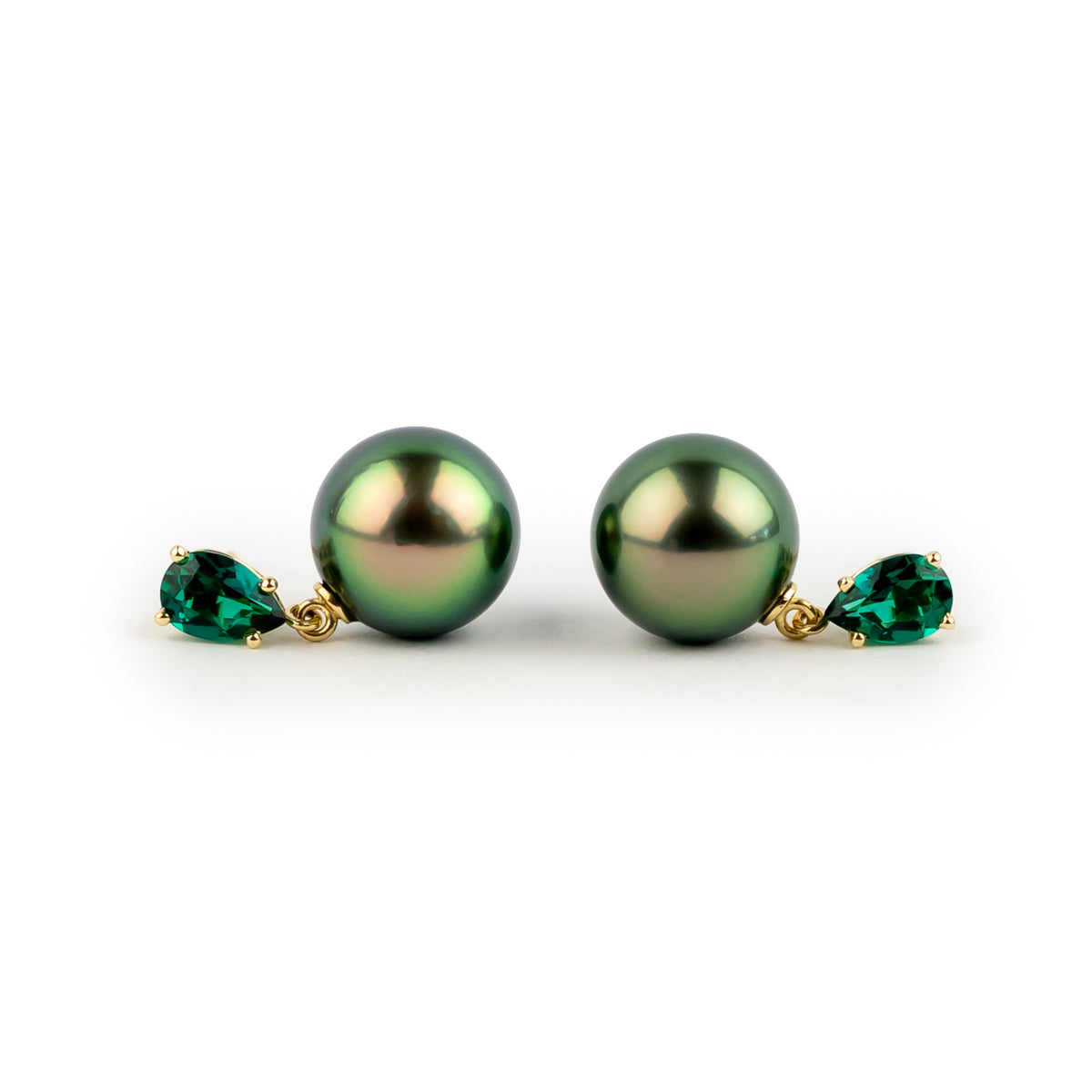 Tahitian Pearl & Emerald Sirène Earrings