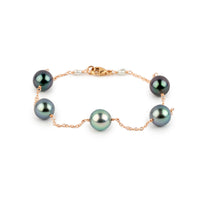 Lilac Flower Tahitian Pearl Tin Cup Bracelet on 14k Rose Gold