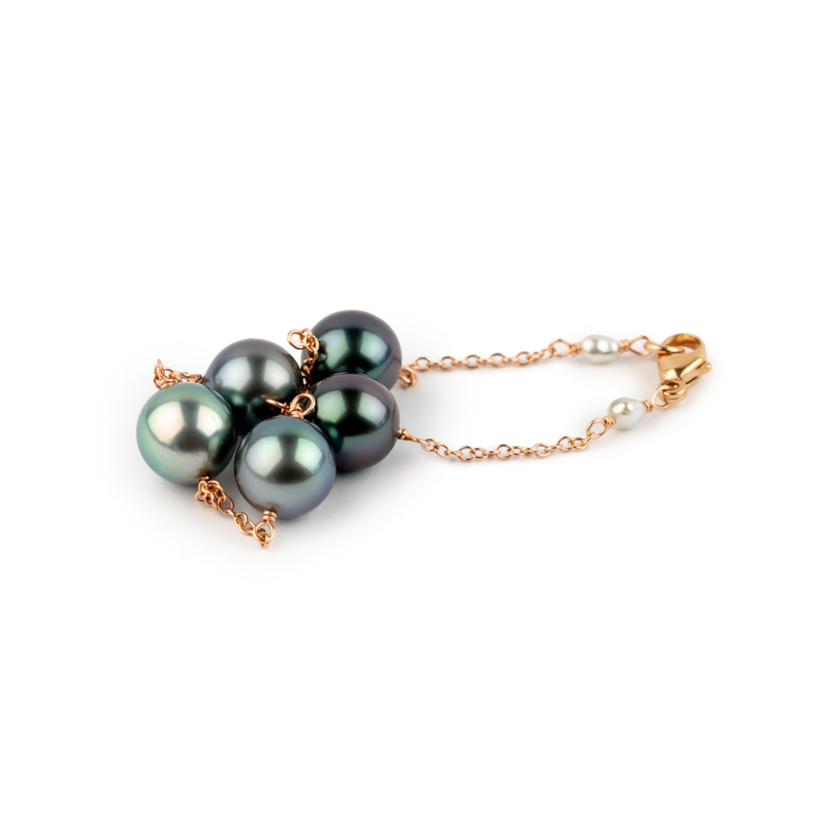 Lilac Flower Tahitian Pearl Tin Cup Bracelet on 14k Rose Gold